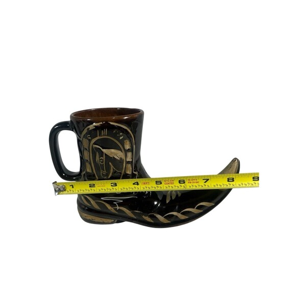 Cowboy Boot Mug Or Vase With Handle Hand Painted Artist Signed Made In Mexico - Picture 4 of 11